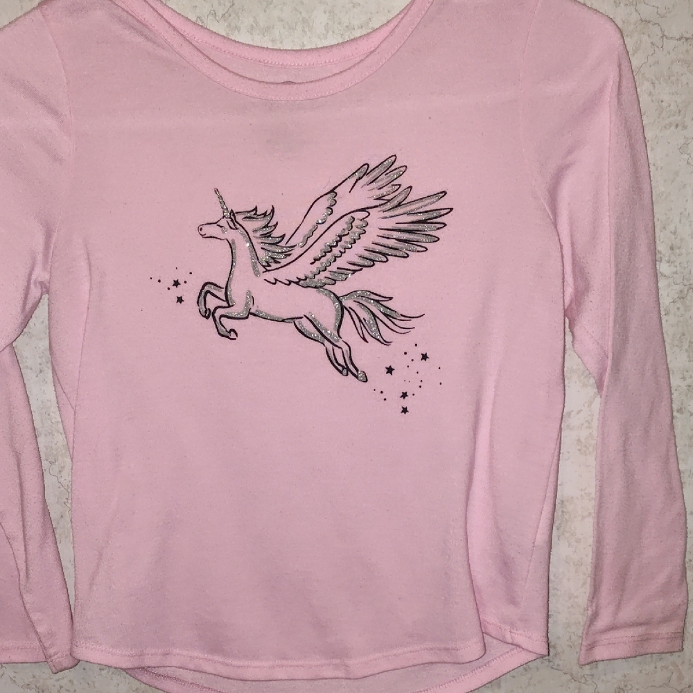 Wonder Nation Pink Long Sleeve Tee with Whimsical Unicorn